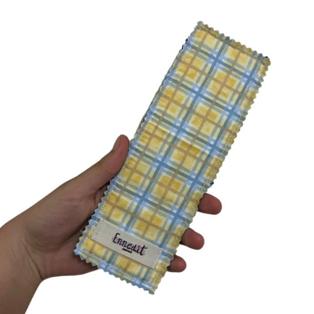 Punto de libro alargado CUADROS AMARILLO AZUL